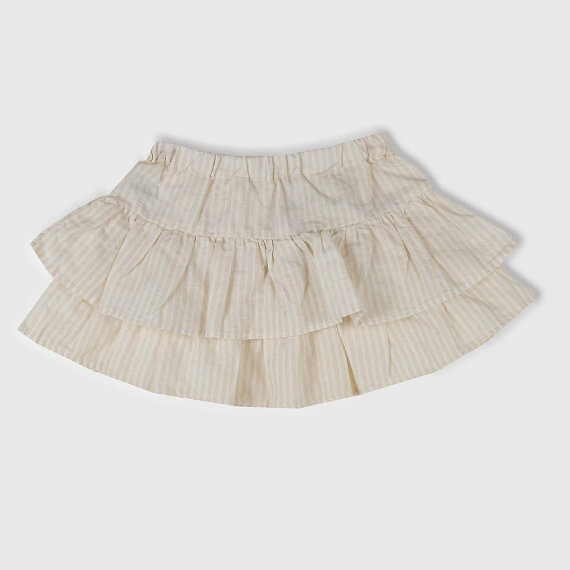 Kız Çocuk Ekru Tamamı Baskılı Beli Lastikli Katlı Etek