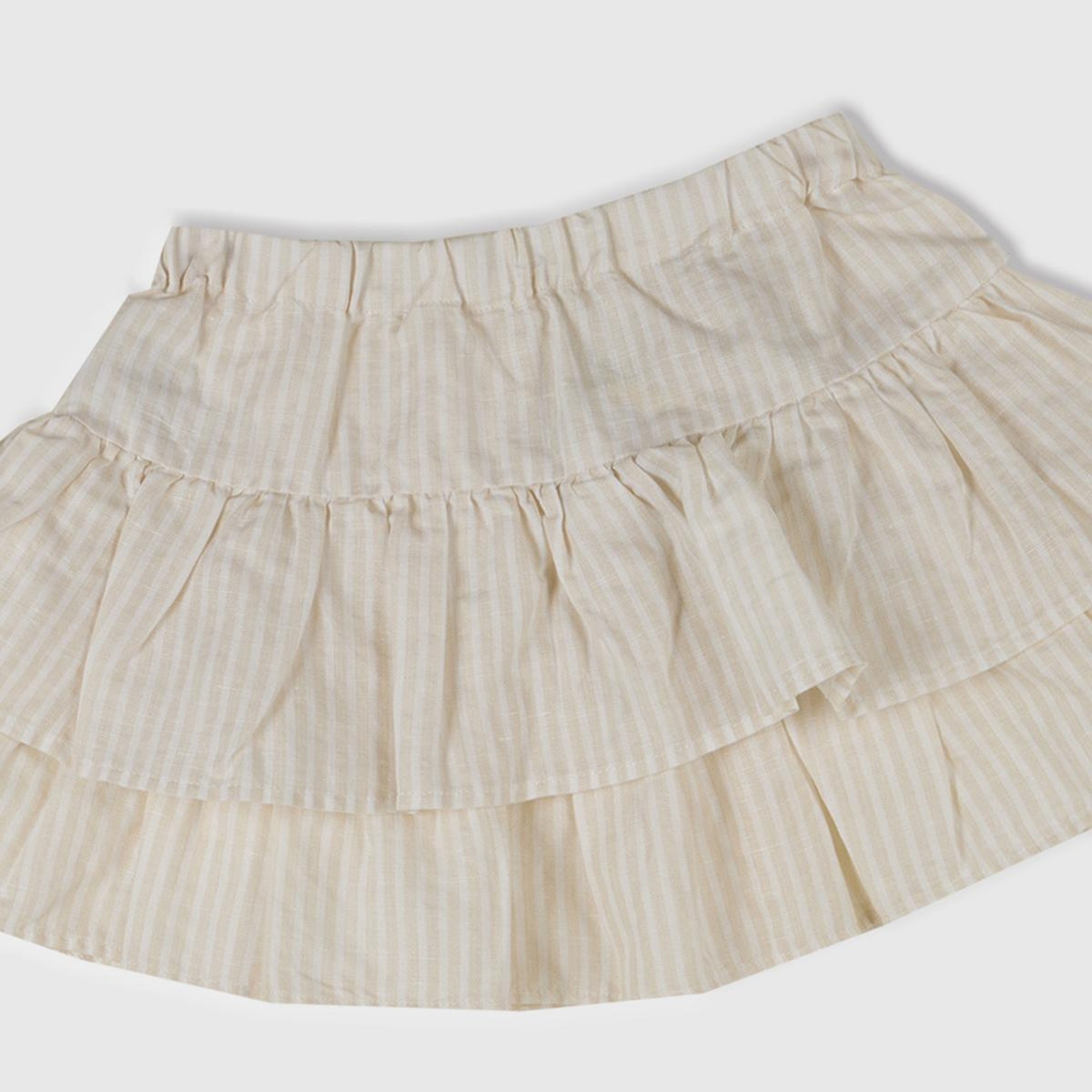 Kız Çocuk Ekru Tamamı Baskılı Beli Lastikli Katlı Etek