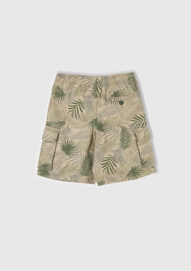  Erkek Çocuk Desenli Tamamı Desenli Büzgü İpli Kapak Cep Detaylı Bermuda Şort