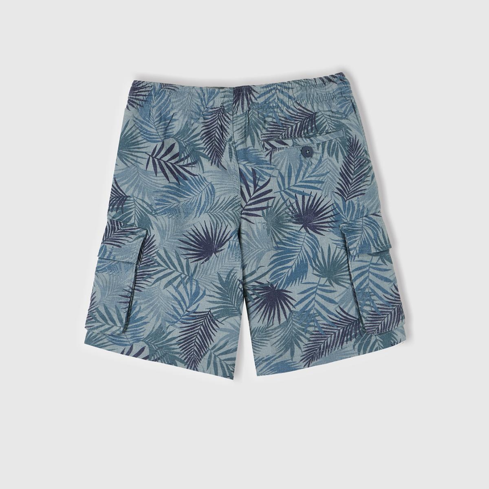 Erkek Çocuk Havacı Mavi Tamamı Desenli Büzgü İpli Kapak Cep Detaylı Bermuda Şort