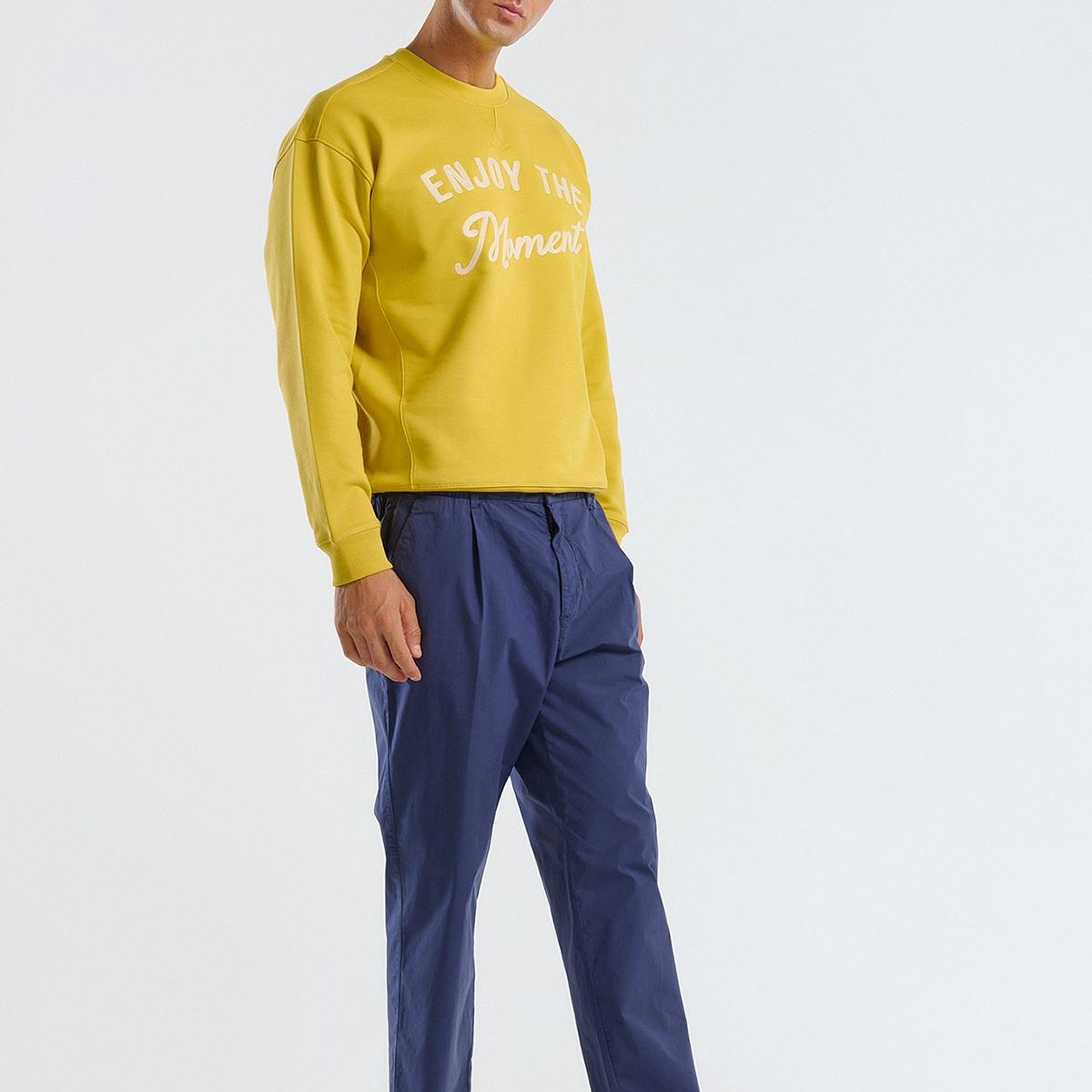 Erkek İndigo Paraşüt Kumaş Esnek Chino Pantolon