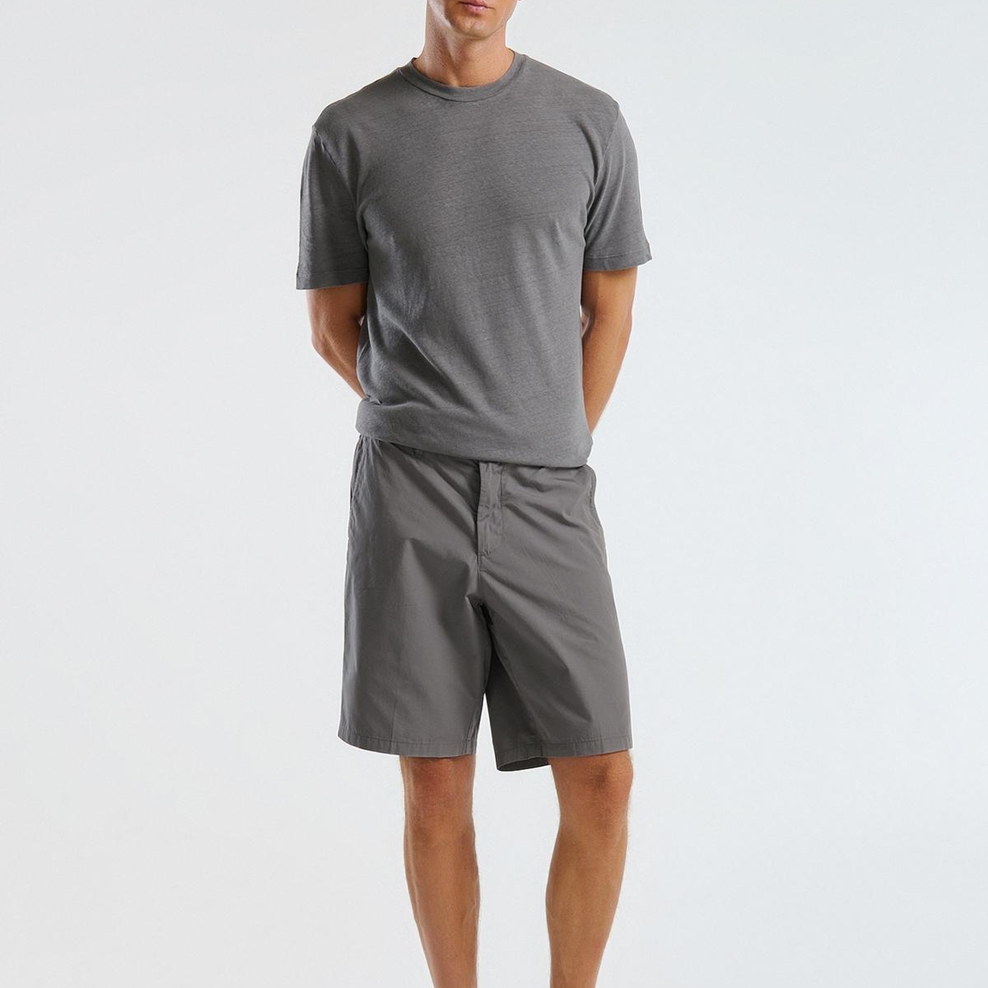 Erkek Antrasit %100 Koton Paraşüt Kumaş Bermuda Şort