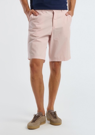  Erkek Pembe %100 Koton Paraşüt Kumaş Bermuda Şort