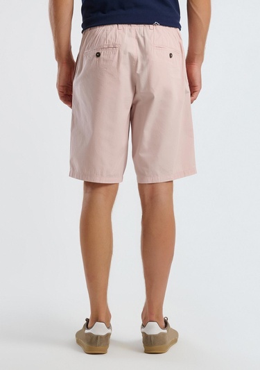  Erkek Pembe %100 Koton Paraşüt Kumaş Bermuda Şort