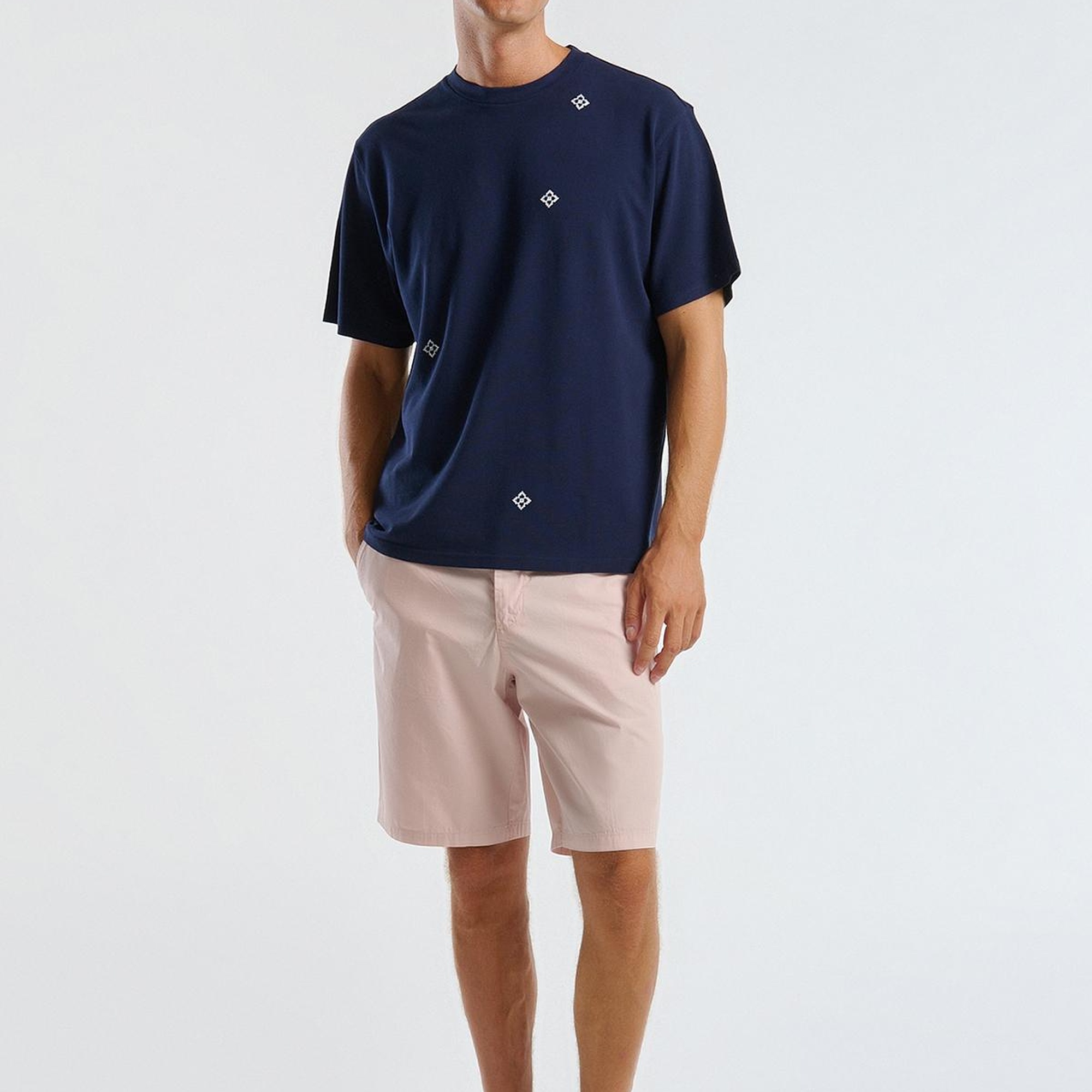 Erkek Pembe %100 Koton Paraşüt Kumaş Bermuda Şort