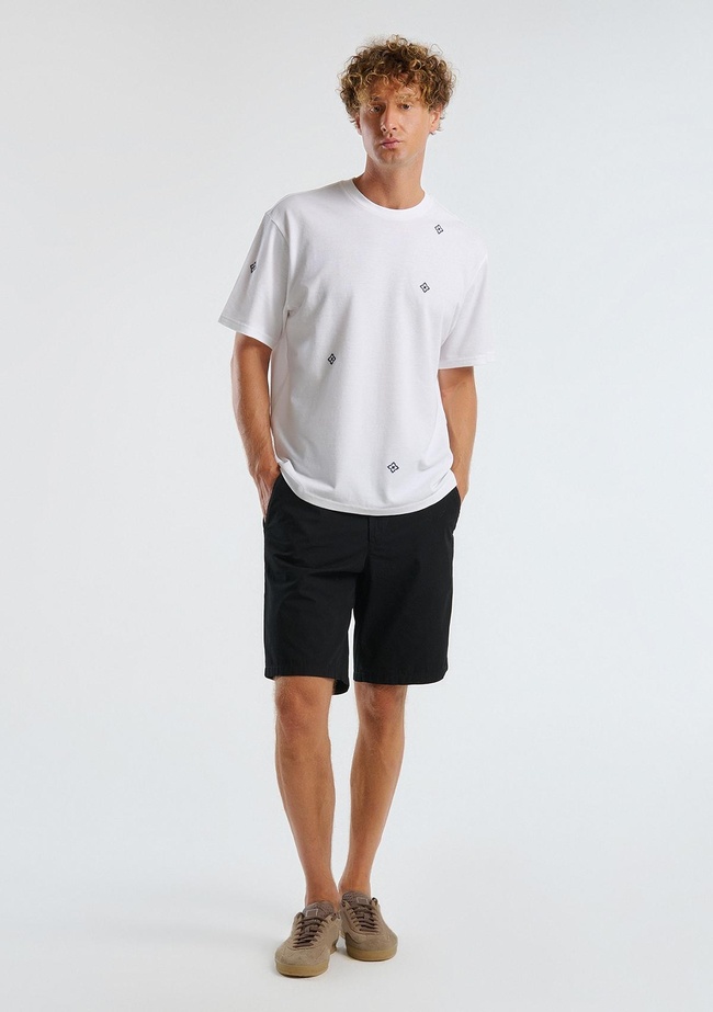  Erkek Siyah %100 Koton Paraşüt Kumaş Bermuda Şort