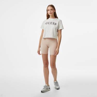  Guess Genziana Crop Mid Organiceam 180 Kadın Krem Rengi T-Shirt