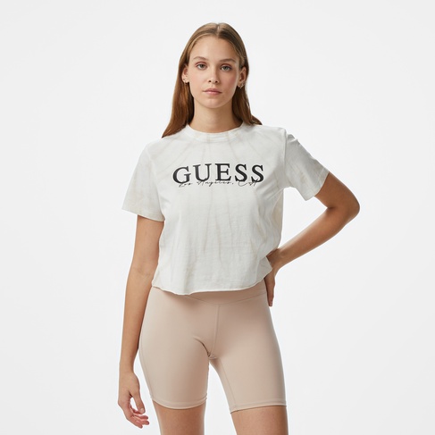  Guess Genziana Crop Mid Organiceam 180 Kadın Krem Rengi T-Shirt