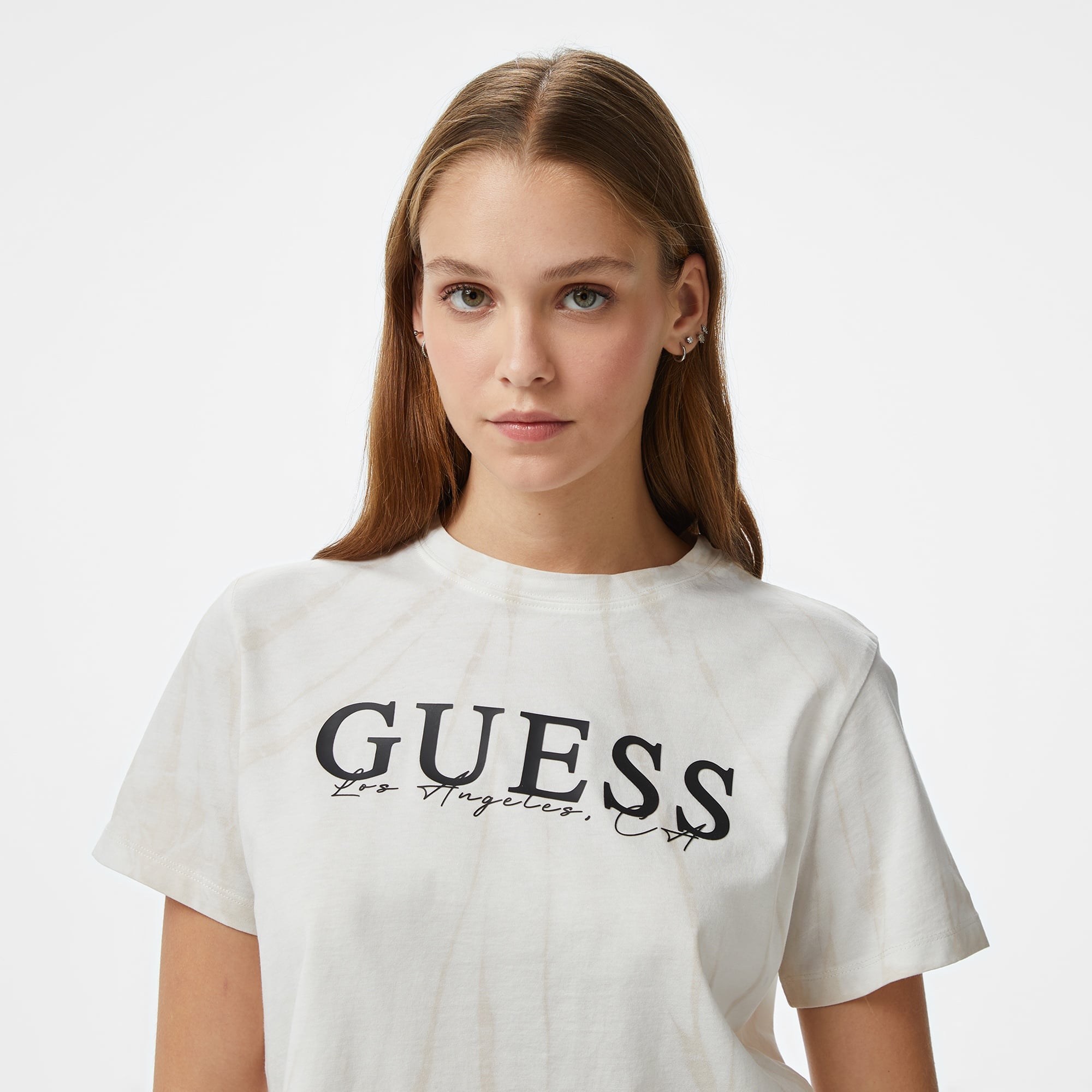 Guess Genziana Kadın Beyaz Crop T-Shirt