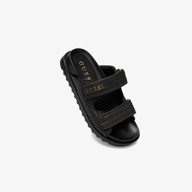  Guess Fadelizeide Printed Fabric Kadın Siyah Terlik