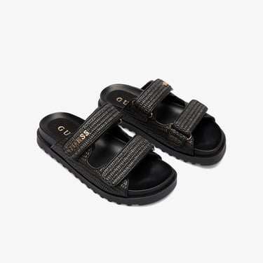  Guess Fadelizeide Printed Fabric Kadın Siyah Terlik