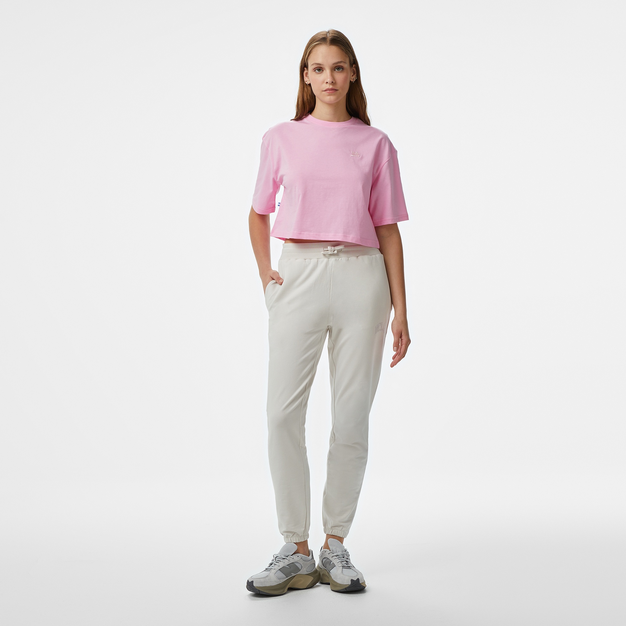 Ucla Indiana Kadın Pembe Bisiklet Yaka T-Shirt