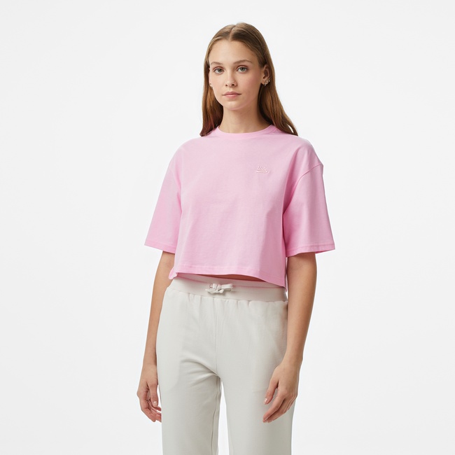  Ucla Indiana Kadın Pembe Bisiklet Yaka T-Shirt