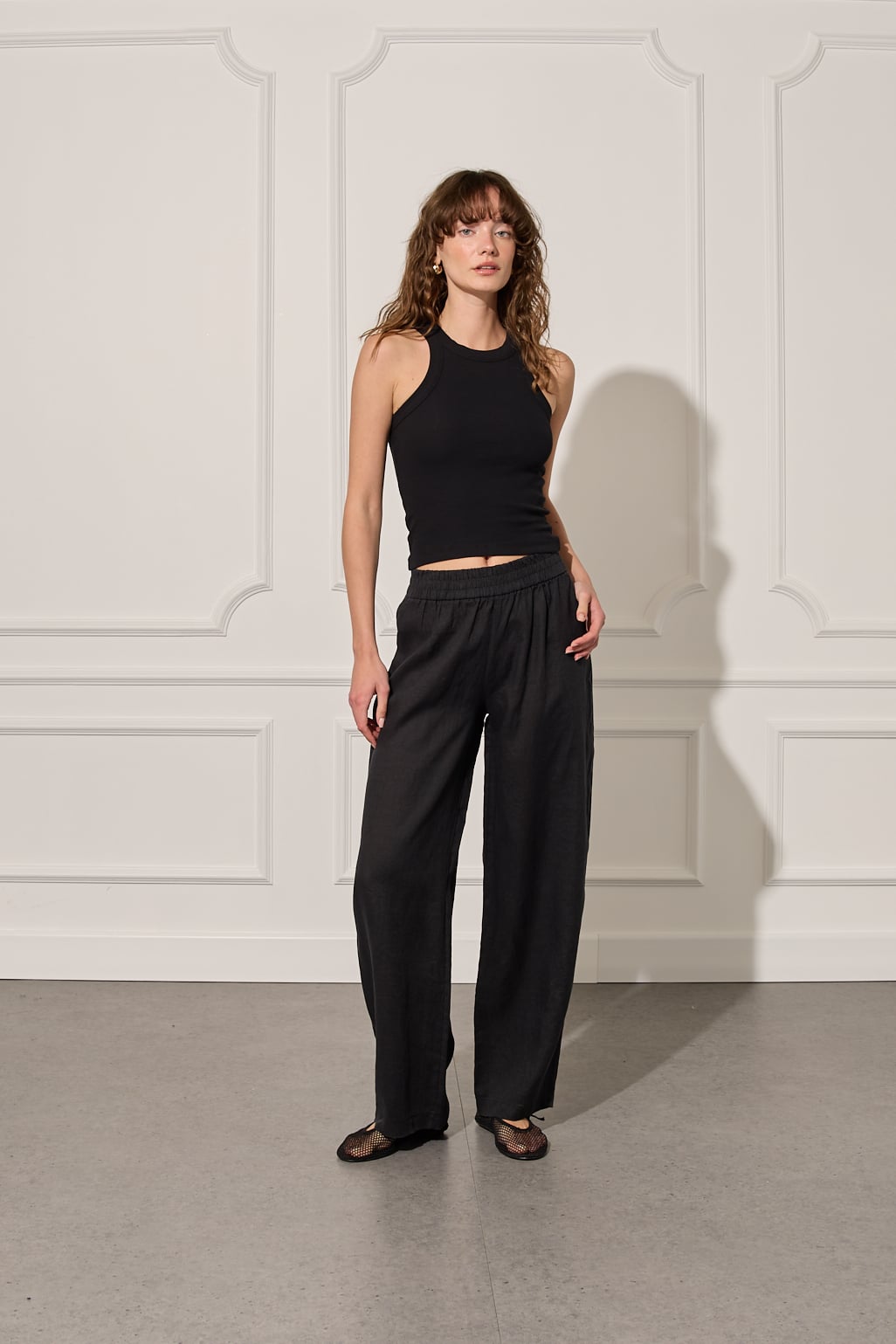  %100 Keten Beli Lastikli Pantolon