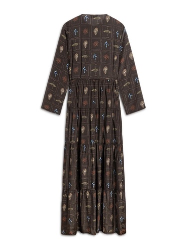  Düğme ve İp Detaylı Maxi Elbise