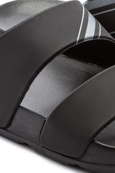  Kevin Gri Çizgili Erkek Terlik Siyah 40/45