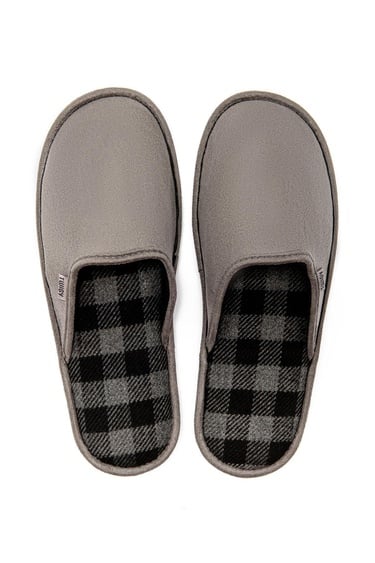  Ekose Erkek Ev Terliği Gri-3 41/46