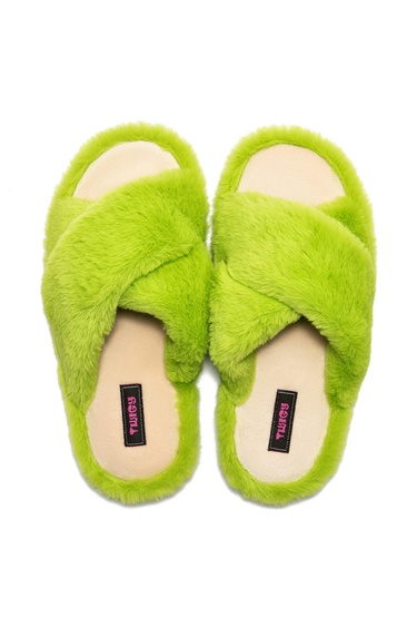  Çapraz Peluş Kadın Ev Terliği Yeşil 36/41