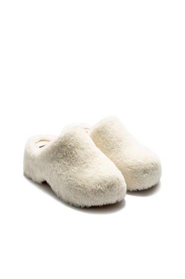  Lilo Peluş Kadın Topuklu Ev Terliği Beyaz 36/40