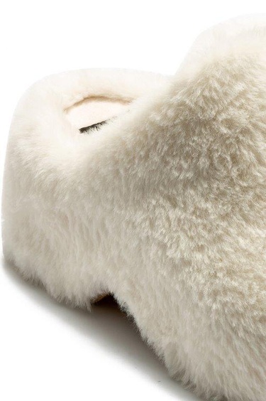  Lilo Peluş Kadın Topuklu Ev Terliği Beyaz 36/40