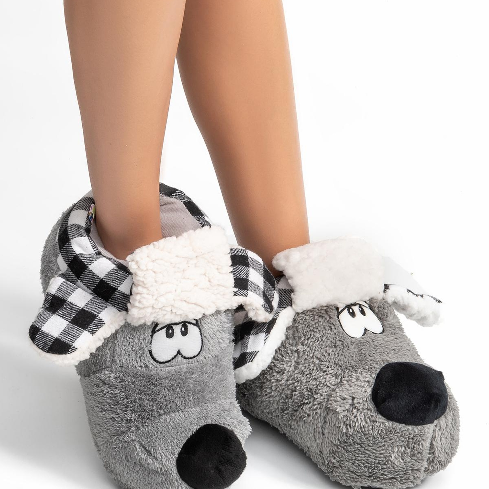 Dodo Kadın,Garson Boy Hayvanlı Panduf Gri 36/41