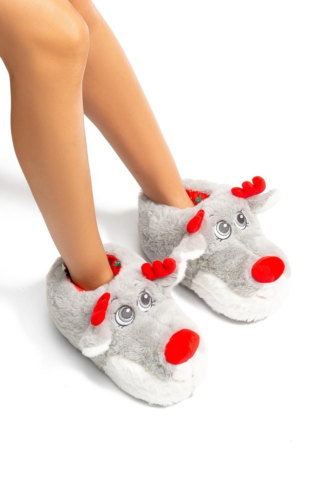  Betty Kadın Hayvanlı Panduf Gri 36/41