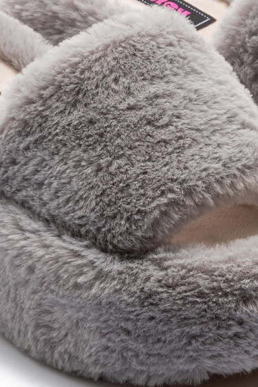 Lili Peluş Kadın Topuklu Ev Terliği Gri 36/40