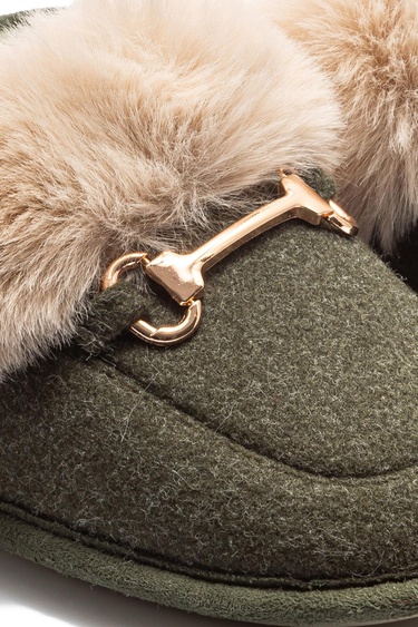  Ania Kadın Tokalı Ev Terliği Yeşil 36/41