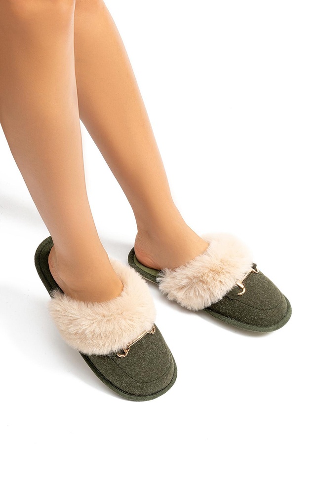  Ania Kadın Tokalı Ev Terliği Yeşil 36/41