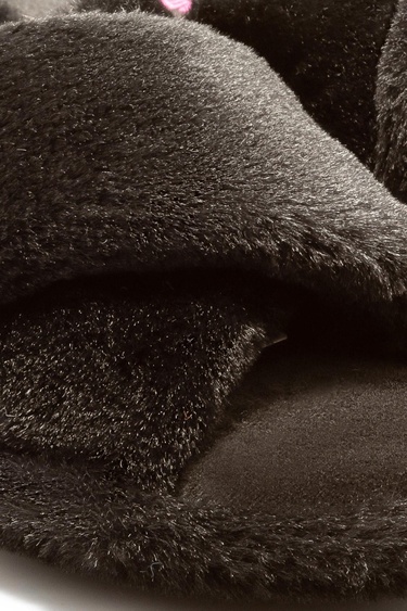  Çapraz Peluş Kadın Ev Terliği Siyah 36/41