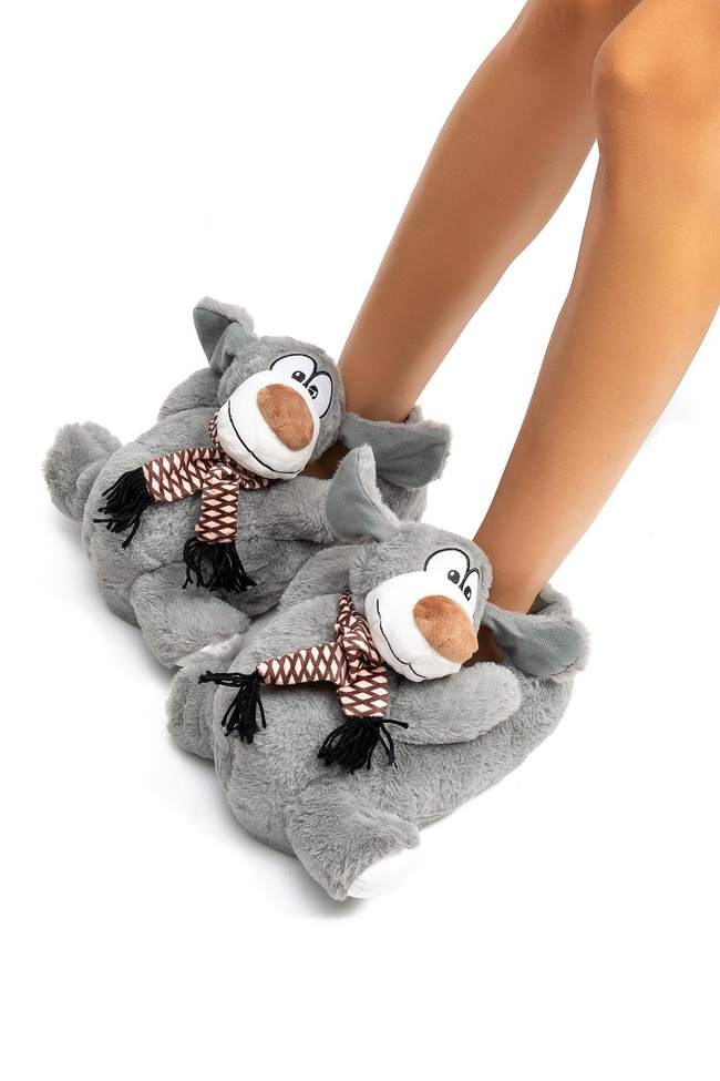  Yeye Kadın Hayvanlı Panduf Gri 36/41