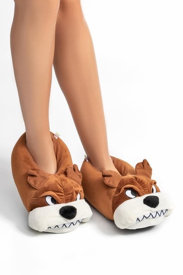  Kızgın Kadın,Garson Boy Hayvanlı Panduf Kahverengi 36/41