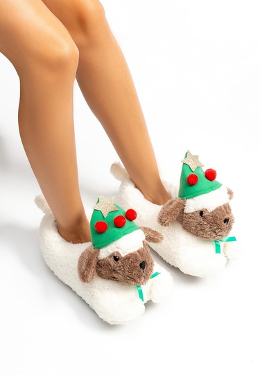  Fiona Kadın Hayvanlı Panduf Beyaz 36/41