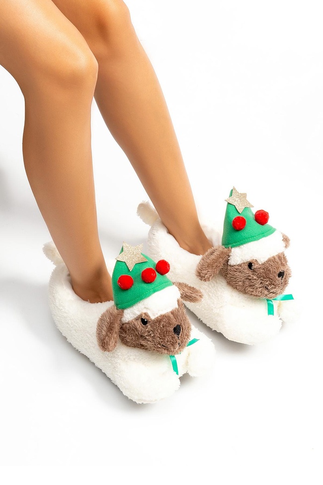  Fiona Kadın Hayvanlı Panduf Beyaz 36/41