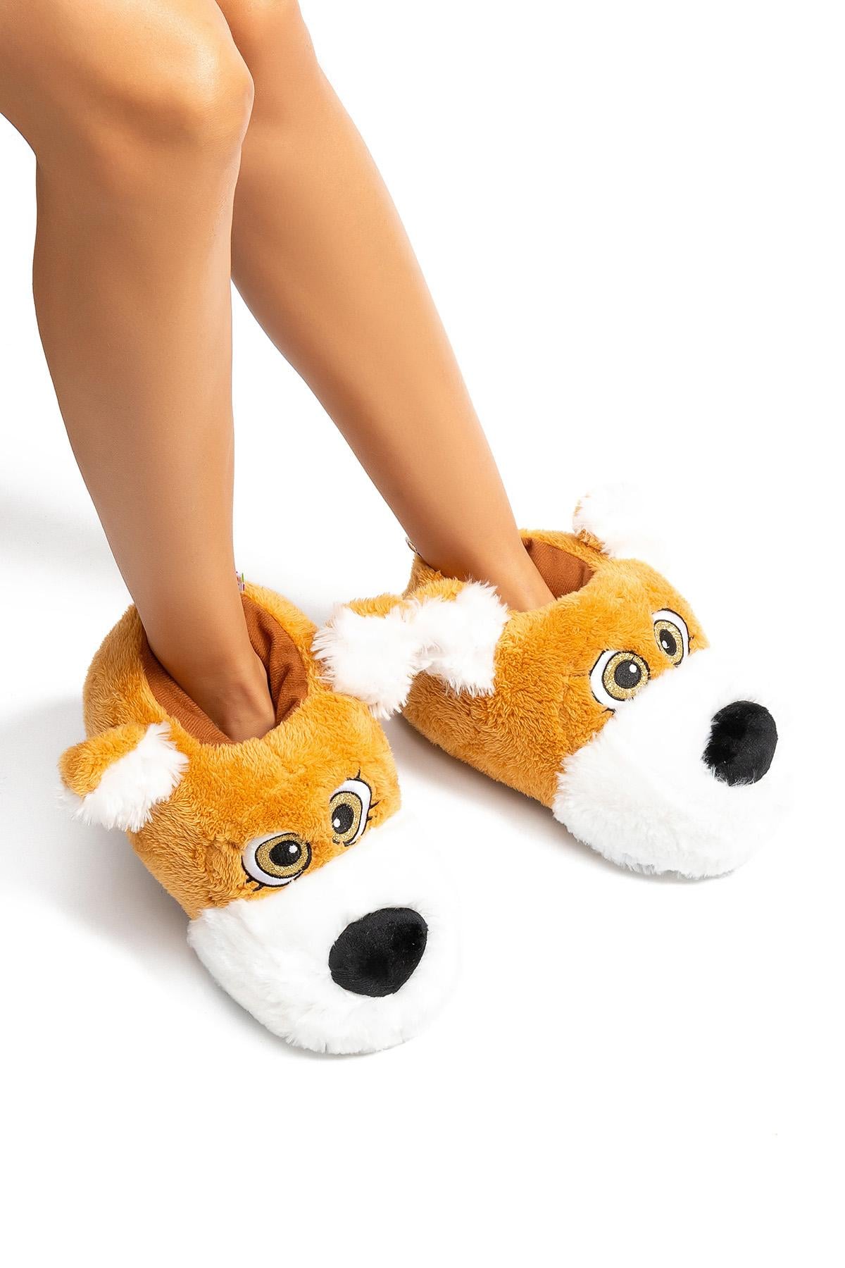  Lulu Kadın, Garson Boy Hayvanlı Panduf Kahverengi 36/41