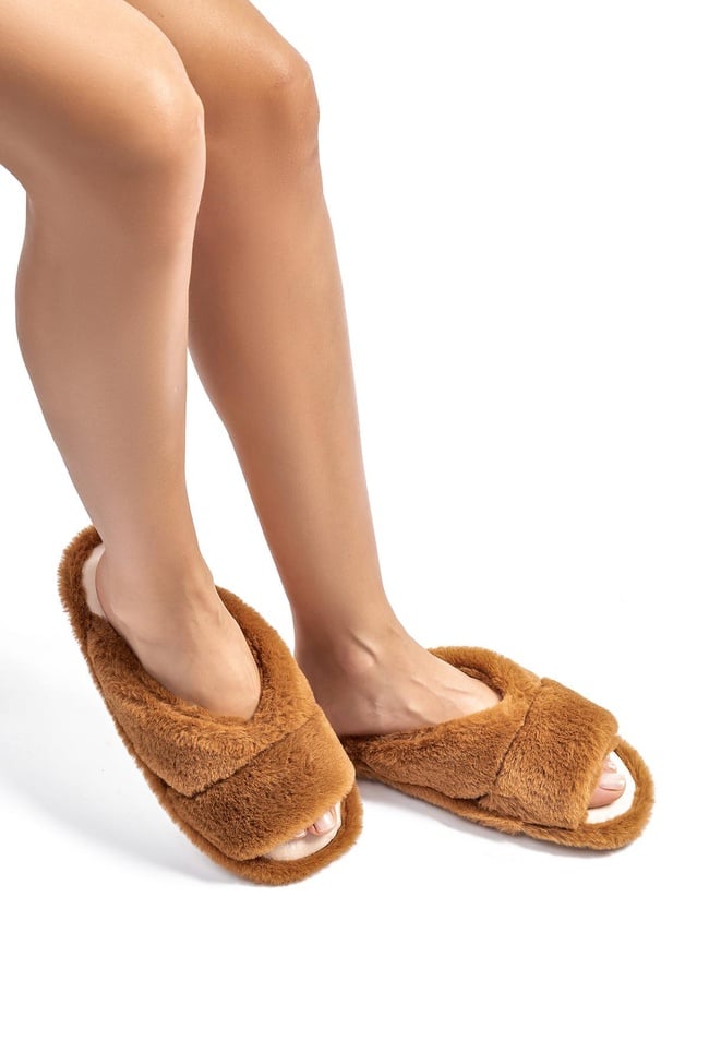  Moli Peluş Kadın Ev Terliği Kahverengi 36/41