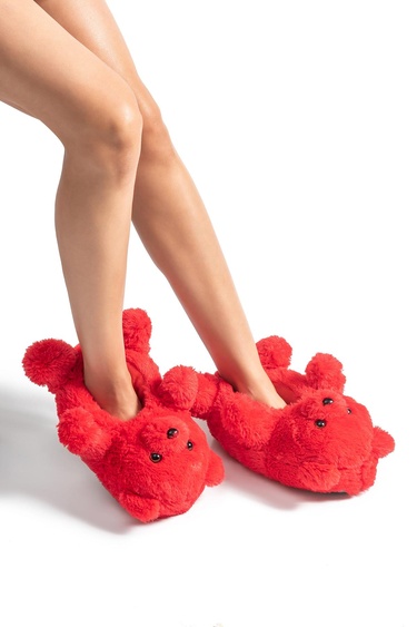  Teddy Kadın Hayvanlı Panduf Kırmızı 36/41