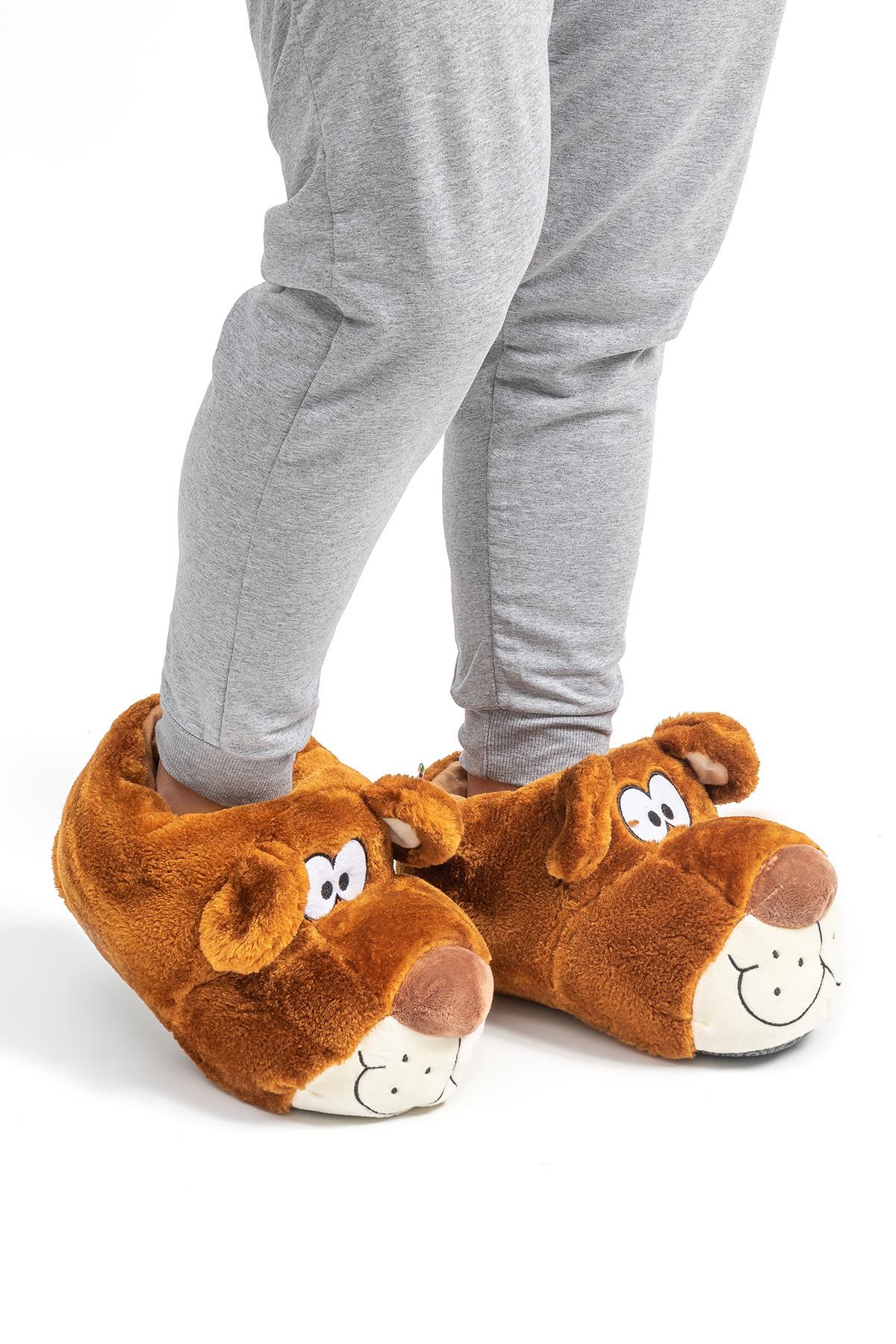  Fibert Erkek Hayvanlı Panduf Kahverengi 40/45