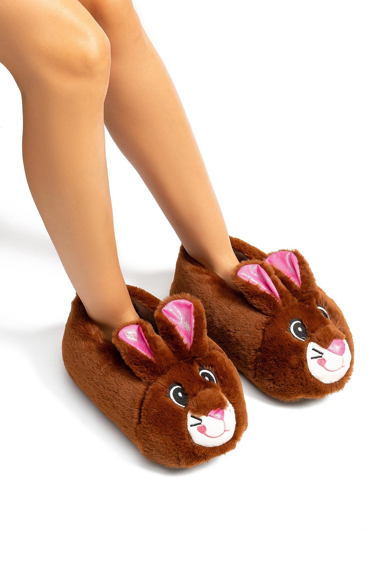  Nara Kadın Hayvanlı Panduf Kahverengi 36/41