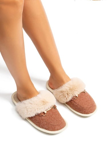  Ania Kadın Tokalı Ev Terliği Kahve 36/41