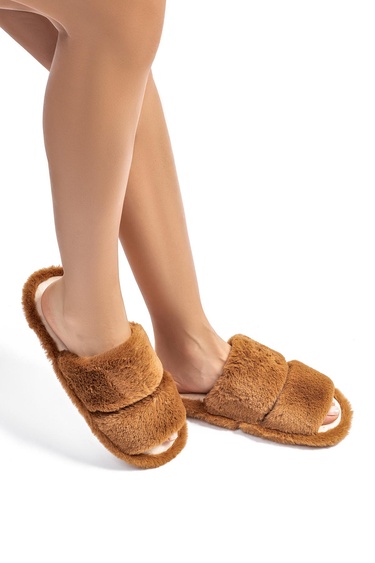  Mona Peluş Kadın Ev Terliği Kahverengi 36/41