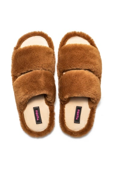  Mona Peluş Kadın Ev Terliği Kahverengi 36/41