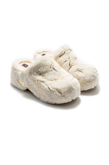  Lilo Peluş Kadın Topuklu Ev Terliği Beyaz 36/40