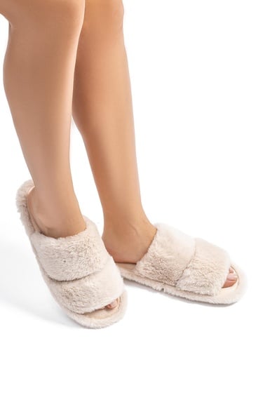  Mona Peluş Kadın Ev Terliği Bej 36/41