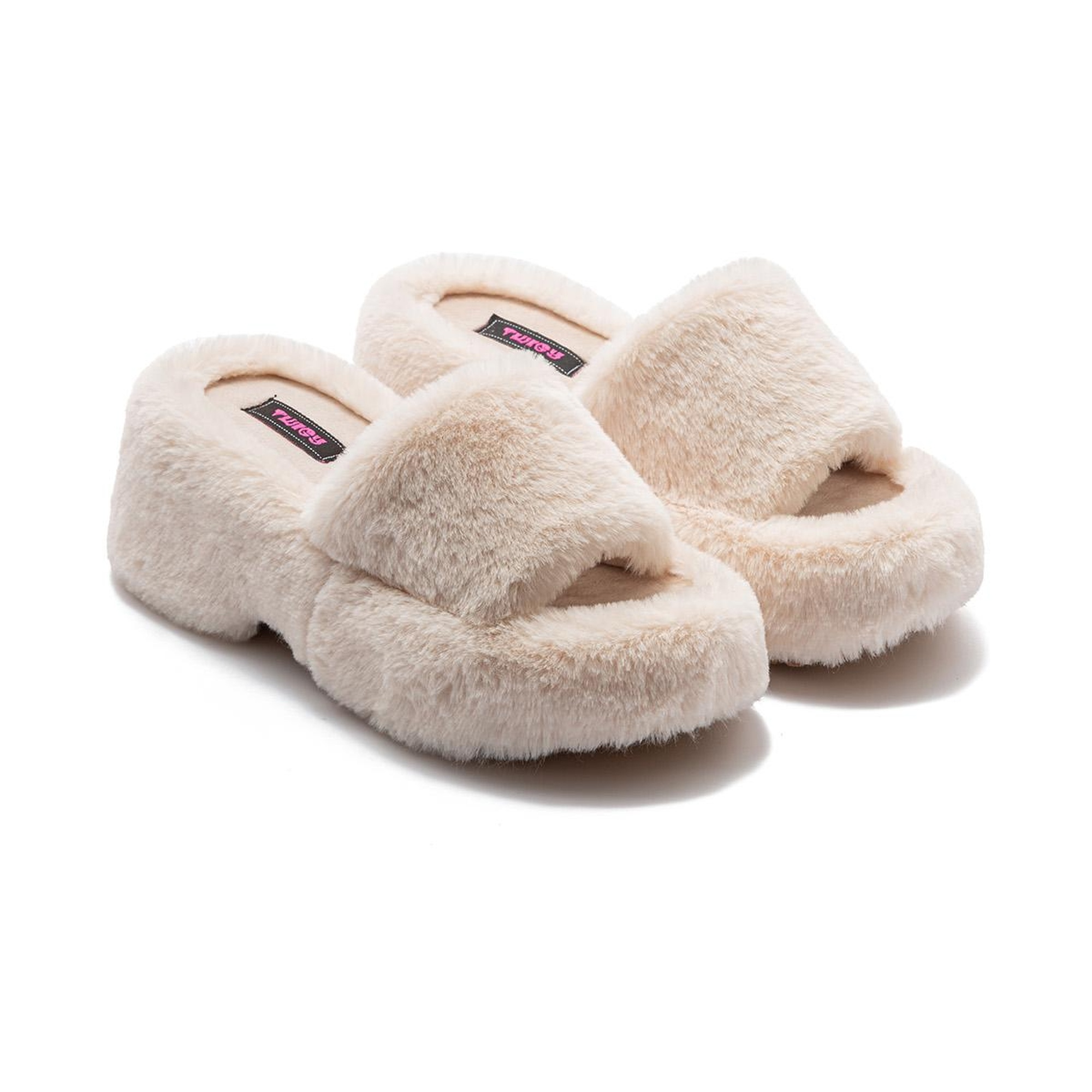 Lili Peluş Kadın Topuklu Ev Terliği Bej 36/40