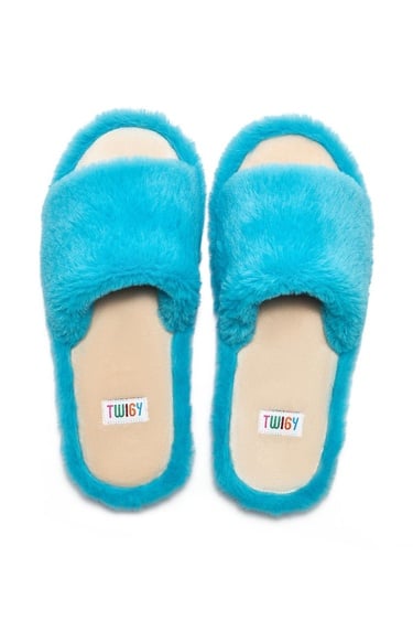  Lisa Peluş Kadın Ev Terliği Mavi 36/41