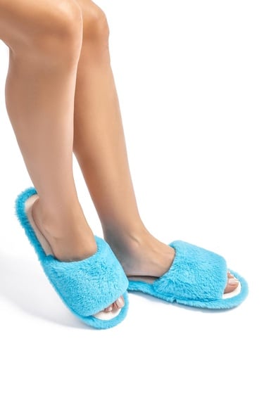  Lisa Peluş Kadın Ev Terliği Mavi 36/41