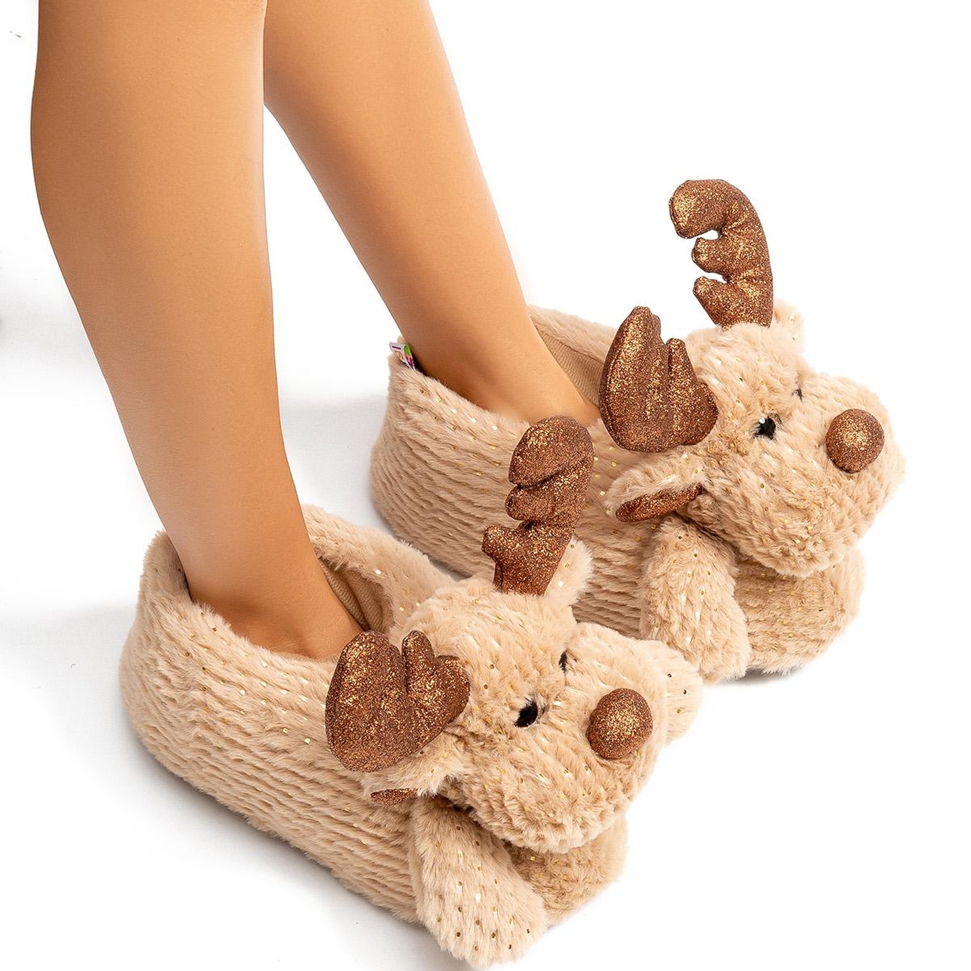 Geyik Star Kadın Hayvanlı Panduf Kahverengi 36/41