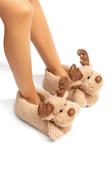  Geyik Star Kadın Hayvanlı Panduf Kahverengi 36/41