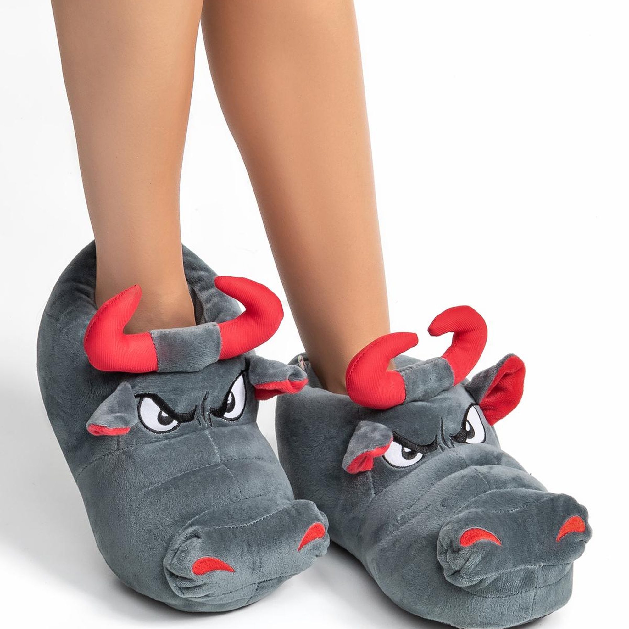 Boğa Kadın,Garson Boy Hayvanlı Panduf Gri 36/41